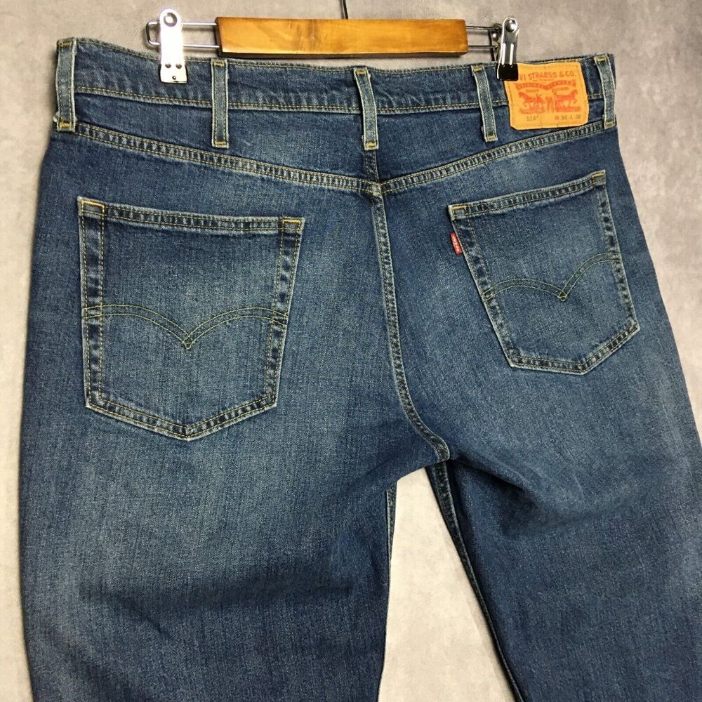 Levis 514 Straight Fit Mens Blue‎ Jeans size 38x30 Stretch Denim Pants - Picture 7 of 14